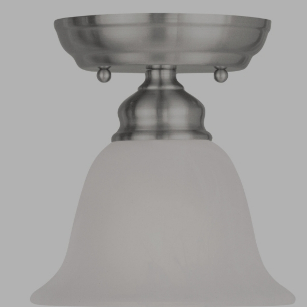 Livex Lighting Essex 1 Light Flush Mount Brushed Nickel 6.25" 1350-91